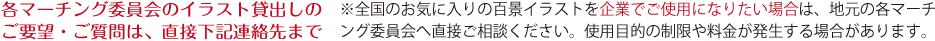 各マーチング委員会のイラスト貸出しのご要望・ご質問は、直接下記連絡先まで